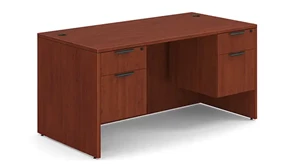 Stand-Alone Double Pedestal Desks Office Source 60in x 30in Double Hanging Pedestal Desk