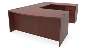 U Shaped Double Pedestal Desks Office Source 72in x 112in Bow Front Double Pedestal U-Shaped Desk