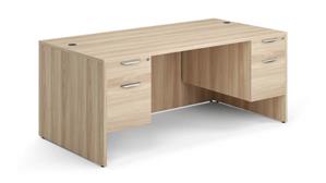 Stand-Alone Double Pedestal Desks Office Source 66in x 30in Double Hanging Pedestal Desk