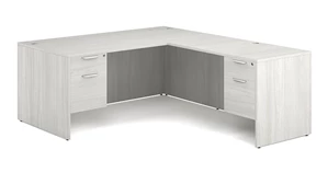 L Shaped Double Pedestal Desks Office Source 60in x 77in Double Hanging Pedestal L-Desk