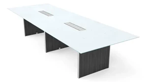 Conference Tables Corp Design 12ft Rectangular Conference Table with White Glass Top
