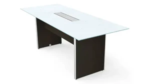 Conference Tables Corp Design 6.5ft x 32in Rectangular Conference Table with White Glass Top