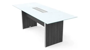 Conference Tables Corp Design 6.5ft x 32in Rectangular Conference Table with White Glass Top