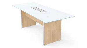 Conference Tables Corp Design 6.5ft x 32in Rectangular Conference Table with White Glass Top