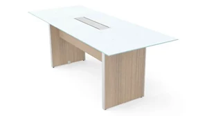 Conference Tables Corp Design 6.5ft x 32in Rectangular Conference Table with White Glass Top
