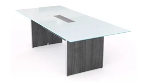 Conference Tables Corp Design 8ft Rectangular Conference Table with White Glass Top