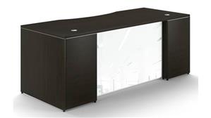 Executive Desks Corp Design 66in x 30in Rectangular Desk Shell with White Glass Modesty Panel