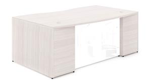 Stand-Alone Desk Shells Corp Design 72in x 42in Bow Front Desk Shell with White Glass Modesty Panel