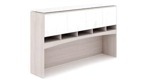 Hutches Corp Design 66in Deluxe Hutch with White Glass Doors & Floated Glass Top