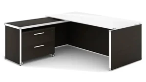 L Shaped Single Pedestal Desks Corp Design Executive L Shaped Desk with White Glass Top