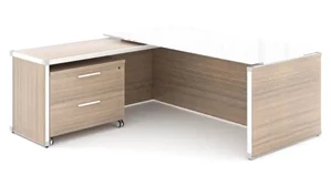 L Shaped Single Pedestal Desks Corp Design Executive L Shaped Desk with White Glass Top