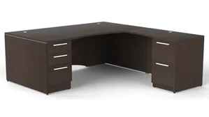 L Shaped Double Pedestal Desks Corp Design 72in x 84in Bow Front L Shaped Desk