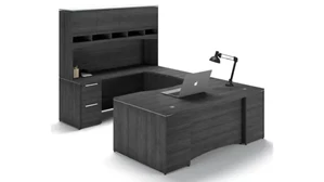 U Shaped Desks with Hutch Corp Design 72in x 108in Bow Front U Shaped Desk