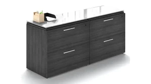 Lateral File Cabinets Corp Design Lateral File 4 Drawer with Floated Glass Top