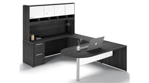 U Shaped Desks with Hutch Corp Design U Shaped Bullet End Desk with Hutch