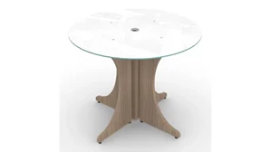 Conference Tables Corp Design 36in Round Conference Table with White Glass Top