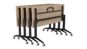 Training Tables Corp Design Nesting Flip-Top Table 60in x 30in Steel Frame Casters