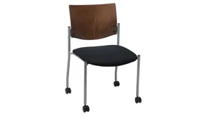Lobby & Guest Chairs - Metal KFI Seating Side / Guest Chair, Armless with Wood Back and Casters