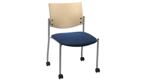 Lobby & Guest Chairs - Metal KFI Seating Side / Guest Chair, Armless with Wood Back and Casters