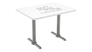 Whiteboard Tables KFI Seating 48in W x 30in D Pedestal Table with Whiteboard Top & 29in H T-Leg Base