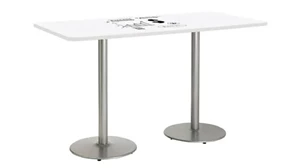 Whiteboard Tables KFI Seating 6ft W x 42in D Rectangle Pedestal Table with Whiteboard Top & 41in H Round Base