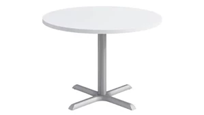 Cafeteria Tables KFI Studios Round Pedestal Table 42in Laminate Top Cast Iron Base