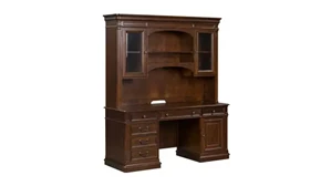 Wood Veneer Desks WFB Designs Executive Credenza Set with Hutch