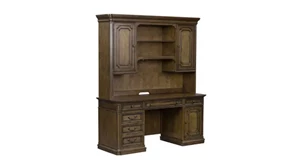 Wood Veneer Desks WFB Designs 66in Executive Credenza with Hutch