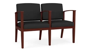 Lobby & Guest Chairs - Wood Lesro Polyurethane 2 Seats with Center Arm