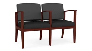 Lobby & Guest Chairs - Wood Lesro 2 Seats with Center Arm, Upholstered Seat, Upholstered Back