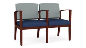 Lobby & Guest Chairs - Wood Lesro 2 Seats with Center Arm, Upholstered Seat, Upholstered Back