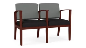 Lobby & Guest Chairs - Wood Lesro 2 Seats with Center Arm, Upholstered Seat, Upholstered Back