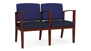 Lobby & Guest Chairs - Wood Lesro 2 Seats with Center Arm, Upholstered Seat, Upholstered Back