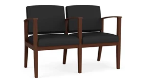 Lobby & Guest Chairs - Wood Lesro Polyurethane 2 Seats with Center Arm