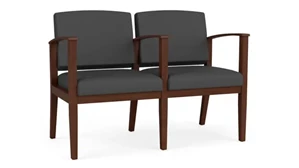 Lobby & Guest Chairs - Wood Lesro Polyurethane 2 Seats with Center Arm