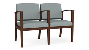 Lobby & Guest Chairs - Wood Lesro Polyurethane 2 Seats with Center Arm