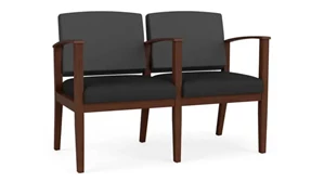Lobby & Guest Chairs - Wood Lesro 2 Seats with Center Arm, Upholstered Seat, Upholstered Back