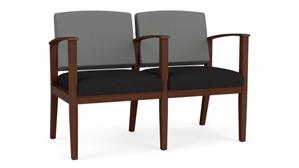 Lobby & Guest Chairs - Wood Lesro 2 Seats with Center Arm, Upholstered Seat, Upholstered Back