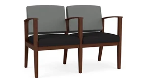 Lobby & Guest Chairs - Wood Lesro 2 Seats with Center Arm, Upholstered Seat, Upholstered Back
