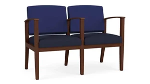 Lobby & Guest Chairs - Wood Lesro 2 Seats with Center Arm, Upholstered Seat, Upholstered Back