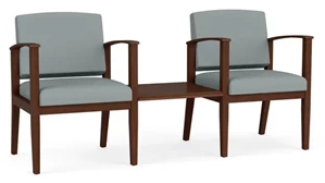 Lobby & Guest Chairs - Wood Lesro Polyurethane 2 Chairs with Connecting Center Table