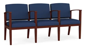 Lobby & Guest Chairs - Wood Lesro Polyurethane 3 Seats with Center Arms
