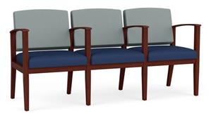 Lobby & Guest Chairs - Wood Lesro 3 Seats with Center Arms, Upholstered Seat, Upholstered Back