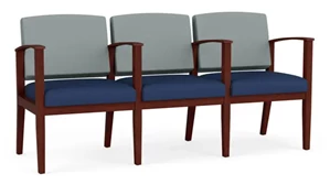 Lobby & Guest Chairs - Wood Lesro 3 Seats with Center Arms, Upholstered Seat, Upholstered Back