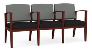 Lobby & Guest Chairs - Wood Lesro 3 Seats with Center Arms, Upholstered Seat, Upholstered Back