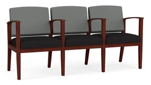 Lobby & Guest Chairs - Wood Lesro 3 Seats with Center Arms, Upholstered Seat, Upholstered Back
