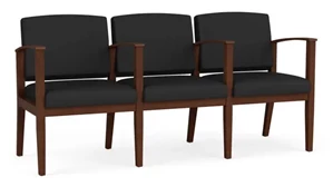 Lobby & Guest Chairs - Wood Lesro Polyurethane 3 Seats with Center Arms