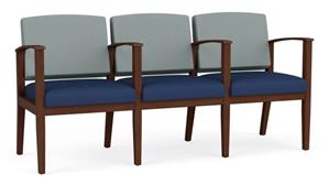 Lobby & Guest Chairs - Wood Lesro 3 Seats with Center Arms, Upholstered Seat, Upholstered Back