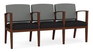 Lobby & Guest Chairs - Wood Lesro 3 Seats with Center Arms, Upholstered Seat, Upholstered Back