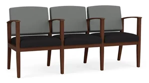 Lobby & Guest Chairs - Wood Lesro 3 Seats with Center Arms, Upholstered Seat, Upholstered Back